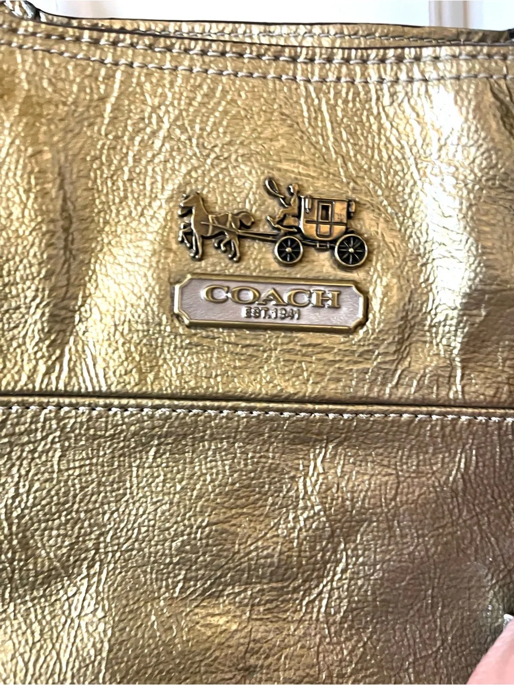 Coach Madison Tribeca Gold Patent Leather Tote - Picture 3 of 16